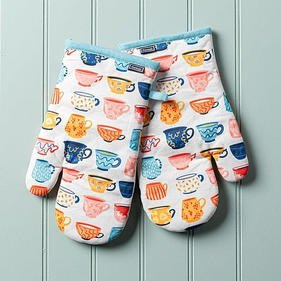 Harman Gourmet 'Tea Cups' Cotton Oven Mitt - Set of 2