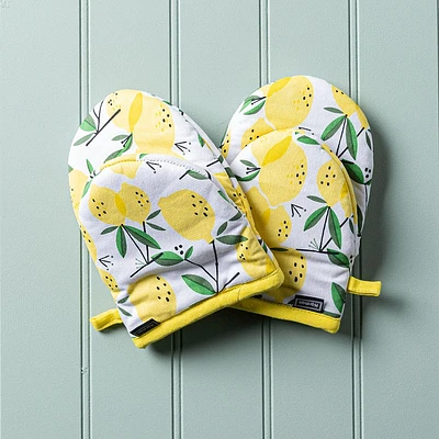 Harman Gourmet 'Lemon Tree' Cotton Mini Oven Mitt - Set/2 (Yellow)