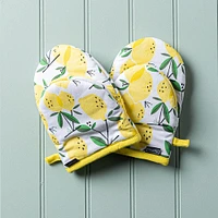 Harman Gourmet 'Lemon Tree' Cotton Mini Oven Mitt - Set/2 (Yellow)
