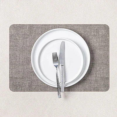 KSP Gather & Dine Luxe Leather Pvc Placemat (Grey)
