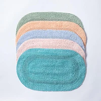 KSP Plush Oval Cotton Bathmat Reversible (Capri Blue)