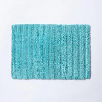 KSP Stripe Cotton Bathmat Reversible 17x24" (Capri Blue)