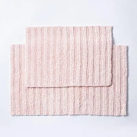 KSP Stripe Cotton Bathmat Reversible 20x32" (Rose Quartz)