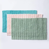 KSP Stripe Cotton Bathmat Reversible 20x32" (Smoke Green)