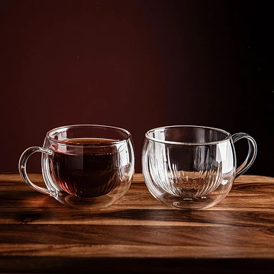 KSP Soleil Double Wall Glass Mugs - Set/2 270ml (Clear)