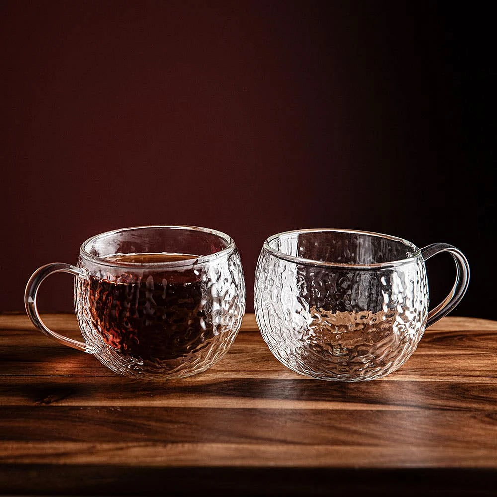 KSP Ripple Double Wall Glass Mugs - Set/2 270ml (Clear)