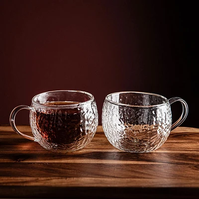 KSP Ripple Double Wall Glass Mugs - Set/2 270ml (Clear)
