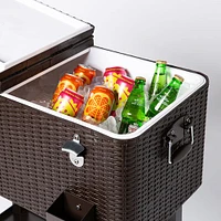 KSP Patio '80 Qt' Cooler Chest with Wheels (Brown)