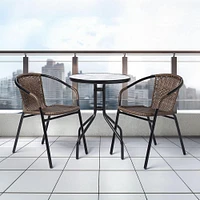 KSP Emilia Patio Table and Chairs - Set of 3 (Brown)
