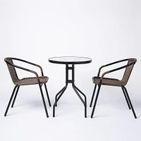 KSP Emilia Patio Table and Chairs - Set of 3 (Brown)