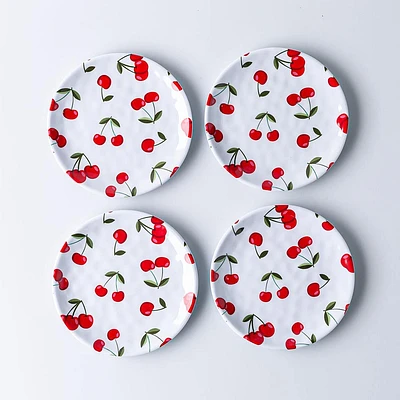 KSP Nibble 'Cherries' Melamine Tidbit Plate - Set of 4