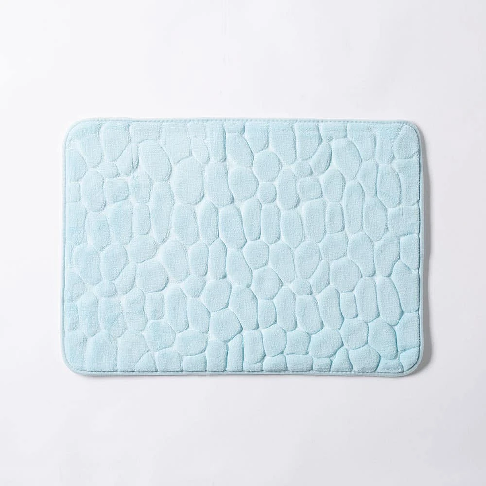 Harman Embossed Stone Memory Foam Bathmat - Aqua (17x24")