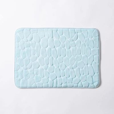 Harman Embossed Stone Memory Foam Bathmat - Aqua (17x24")