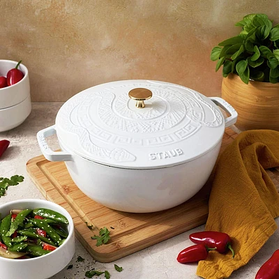 Staub France 'Year of The Snake' Cast Iron Round Cocotte (White)