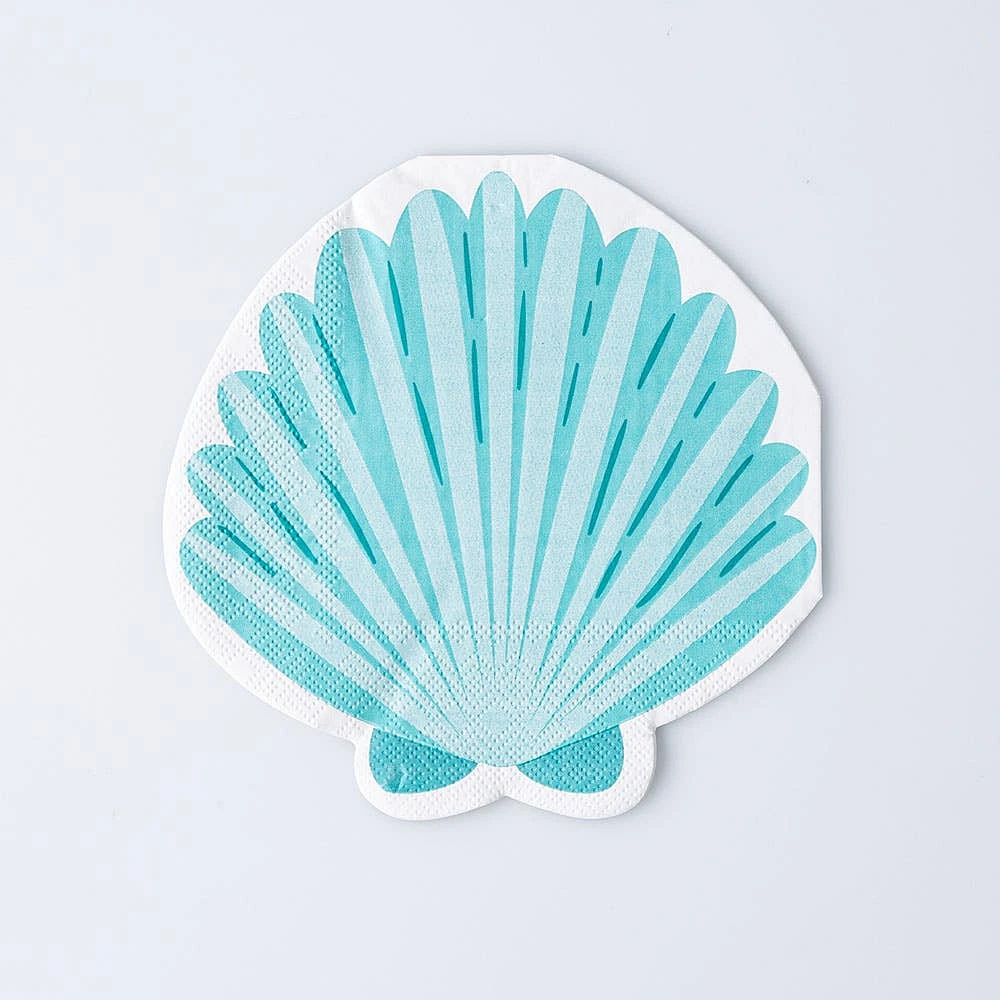 Harman 3-Ply 'Seashell' Shaped Paper Napkin - Set of 20 (Aqua)