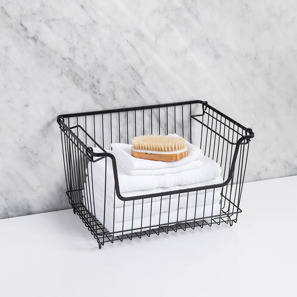 KSP Ashley Stacking Wire Basket Large (Matte Black) 36 x 27 x 22.5 cm