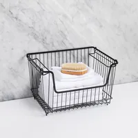 KSP Ashley Stacking Wire Basket Large (Matte Black) 36 x 27 x 22.5 cm