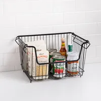 KSP Ashley Stacking Wire Basket Large (Matte Black) 36 x 27 x 22.5 cm
