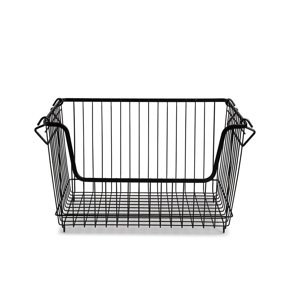 KSP Ashley Stacking Wire Basket Large (Matte Black) 36 x 27 x 22.5 cm