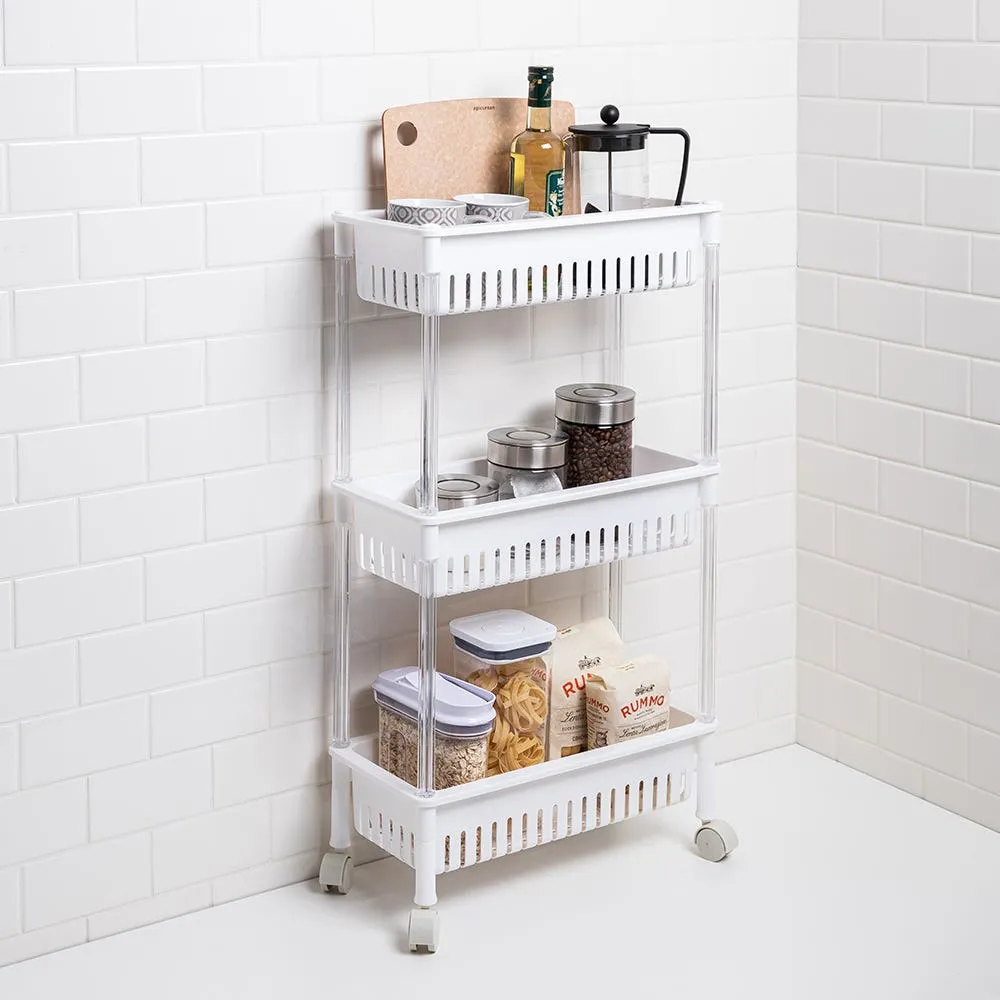 KSP Slidestor '3-Tier' Rolling Storage Rack (White) 45 x 21 x 80 cm