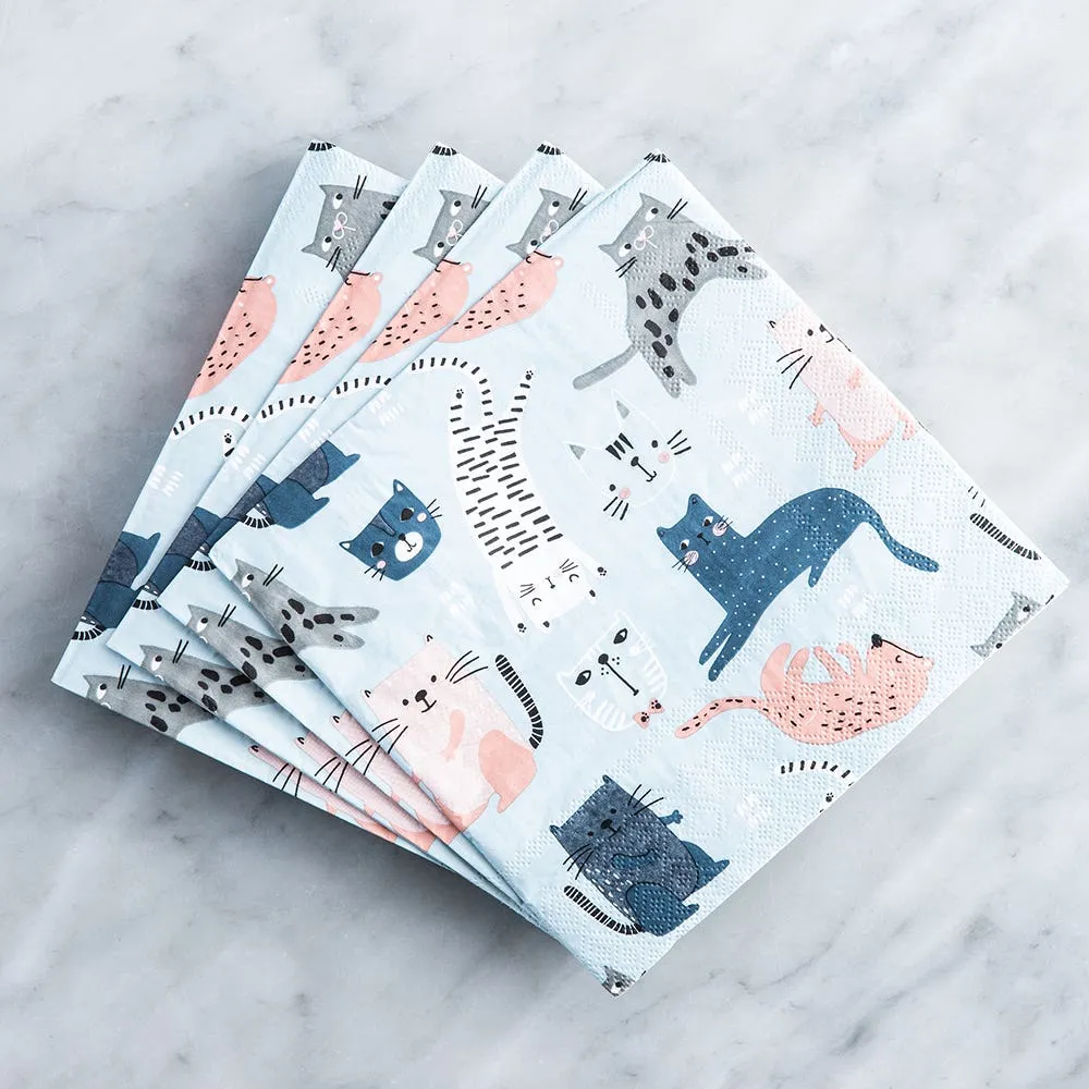 Harman 3-Ply 'Cats' Paper Napkin (Blue)