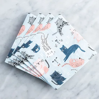 Harman 3-Ply 'Cats' Paper Napkin (Blue)