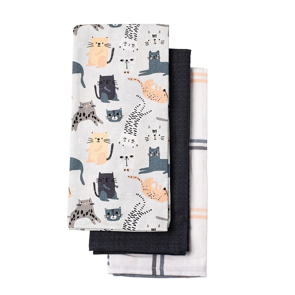 Harman Combo 'Cats' Cotton Kitchen Towel - Set of 3