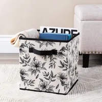 KSP Collapsible 'Floral' Non-Woven Storage Bin (Ivory) 10x10x11"