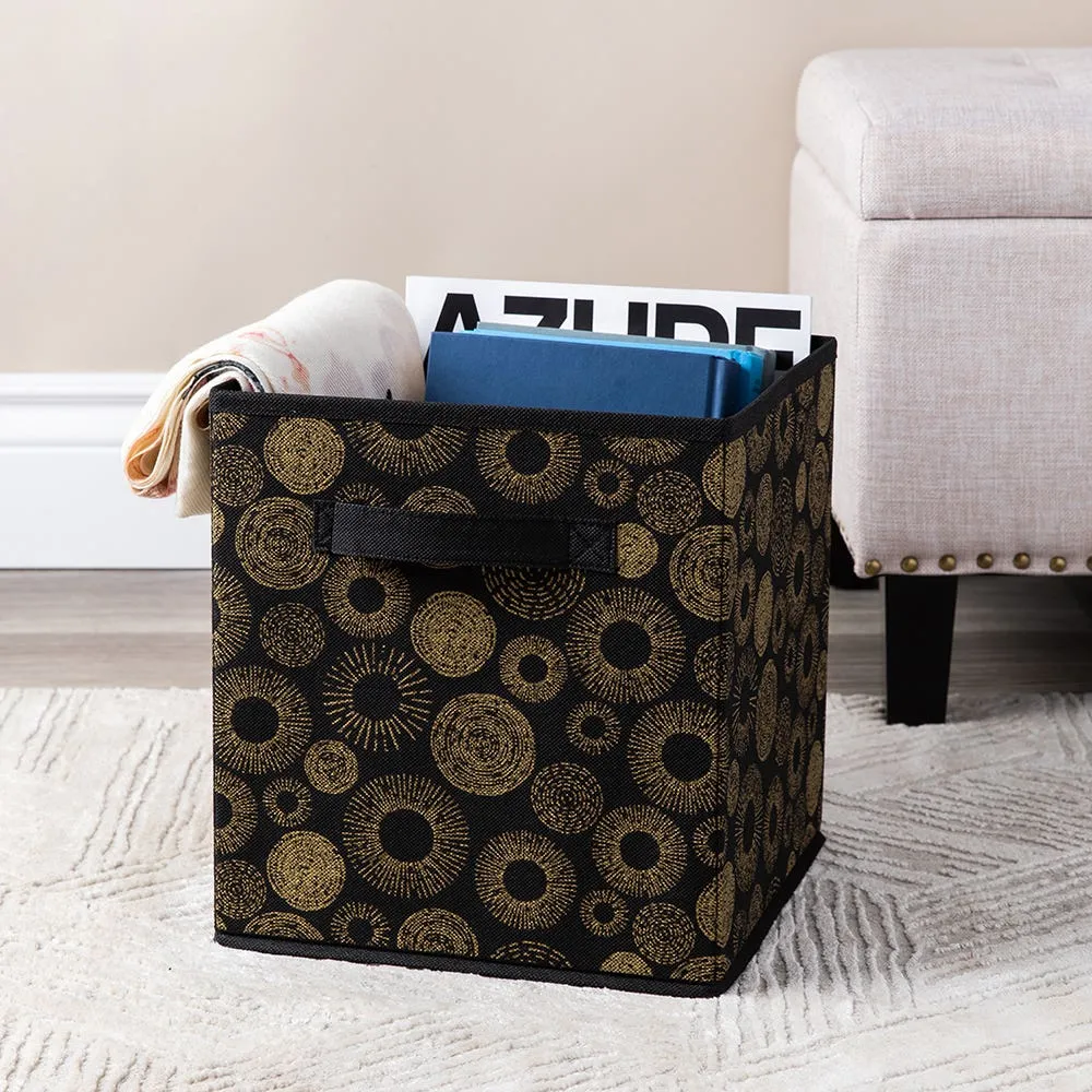 KSP Collapsible 'Circles' Non-Woven Storage Bin (Gold) 10x10x11"