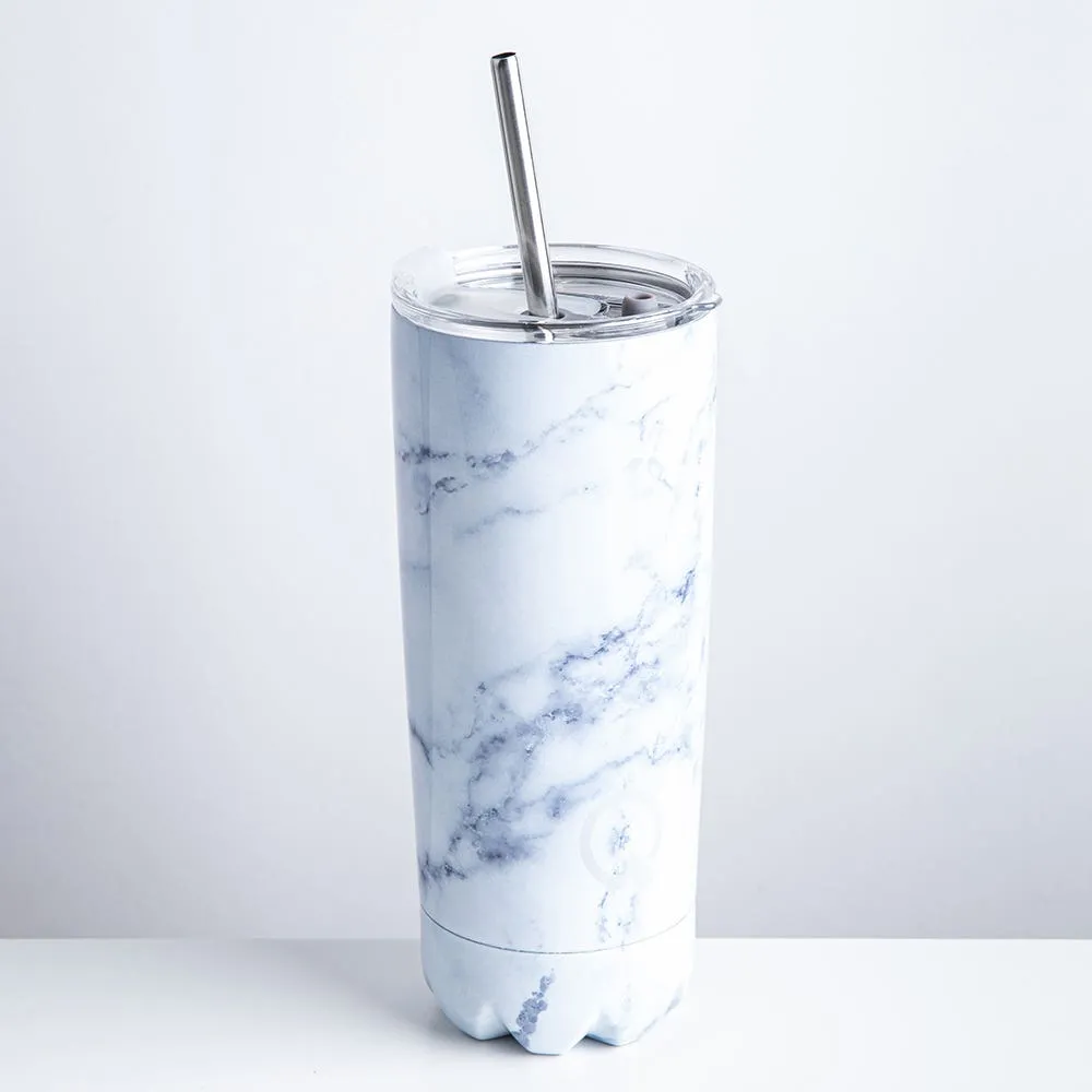 KSP Quench 'Marble' Double Wall Tumbler with Straw