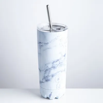 KSP Quench 'Marble' Double Wall Tumbler with Straw