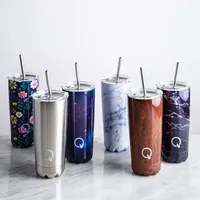 KSP Quench 'Marble' Double Wall Tumbler with Straw