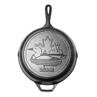 Lodge Logic Canadiana 'Loon' 10.25" Frypan with Helper Handle (Black)