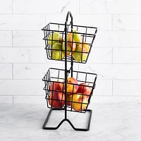 KSP Farmhouse 2-Tier Wire Hanging Basket (Black) 25 x 18.5 x 46 cm