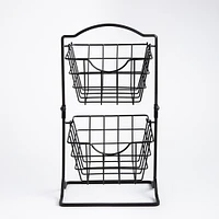 KSP Farmhouse 2-Tier Wire Hanging Basket (Black) 25 x 18.5 x 46 cm