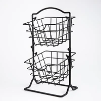 KSP Farmhouse 2-Tier Wire Hanging Basket (Black) 25 x 18.5 x 46 cm