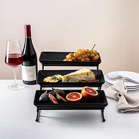 KSP Strata '3-Tier' Porcelain Buffet Plate Rect (Matte Black)