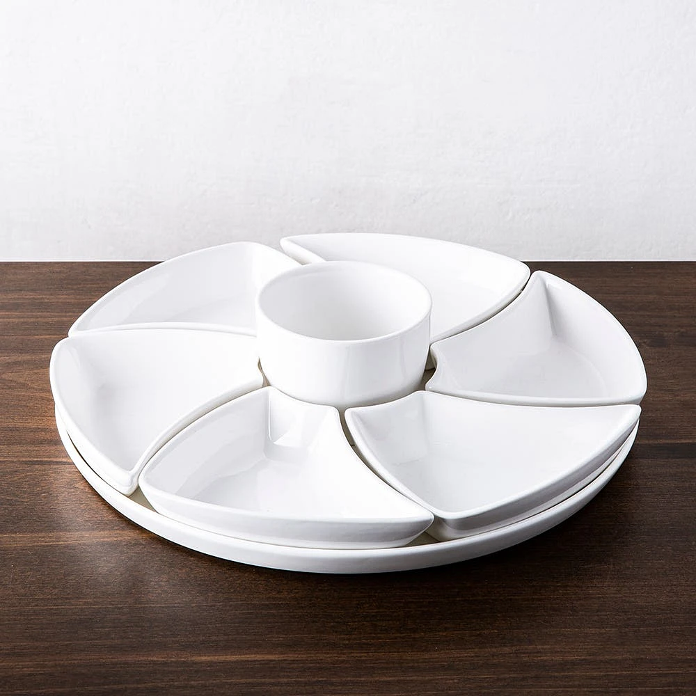 KSP Floria Porcelain Dishes with Tray - Set of 8 (White)