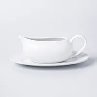 A La Carte 'Diamond' Gravy Boat & Saucer - Set of 2 (White)