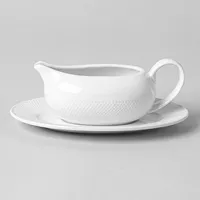 A La Carte 'Diamond' Gravy Boat & Saucer - Set of 2 (White)