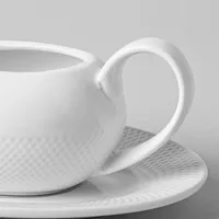 A La Carte 'Diamond' Gravy Boat & Saucer - Set of 2 (White)