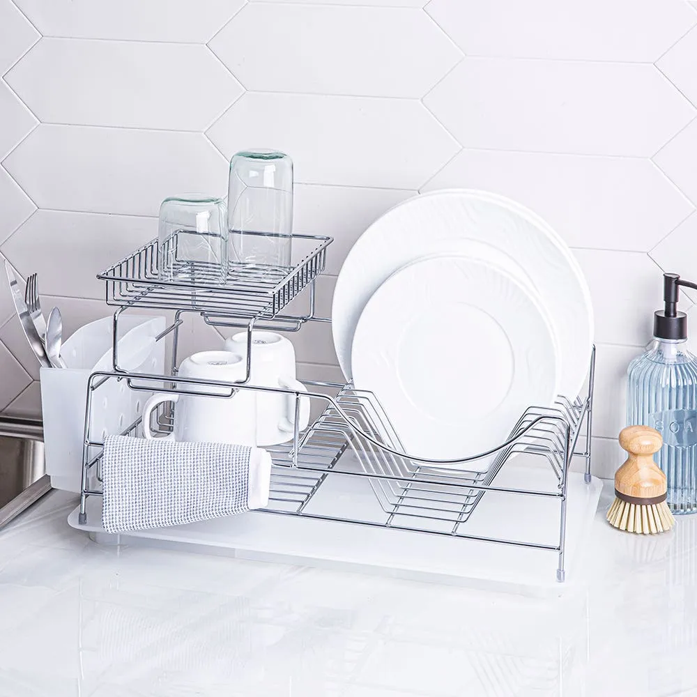 KSP Scoop 2-Tier Dish Rack - White