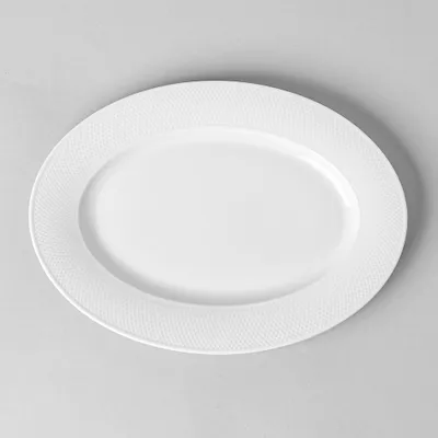 A La Carte 'Diamond' Porcelain Oval Platter 11.75" (White)