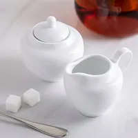 A La Carte 'Diamond' Porcelain Sugar Bowl & Creamer - S/2 (White)