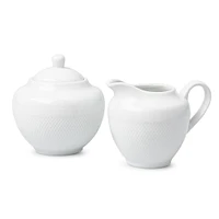 A La Carte 'Diamond' Porcelain Sugar Bowl & Creamer - S/2 (White)