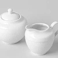 A La Carte 'Diamond' Porcelain Sugar Bowl & Creamer - S/2 (White)