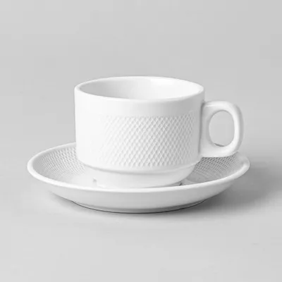 A La Carte 'Diamond' Porcelain Cup & Saucer (White)