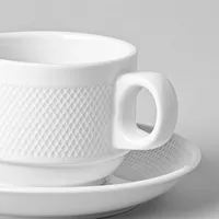 A La Carte 'Diamond' Porcelain Cup & Saucer (White)