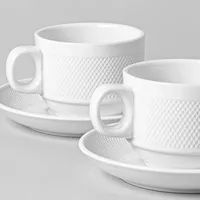 A La Carte 'Diamond' Porcelain Cup & Saucer (White)