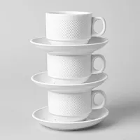 A La Carte 'Diamond' Porcelain Cup & Saucer (White)
